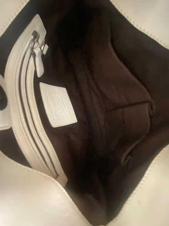 Coach Cream Signature Canvas Shoulder Bag with Leather Trim - Picture 8 of 9